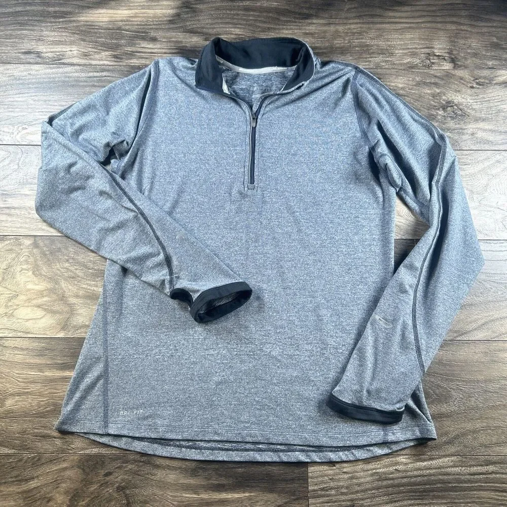 Nike Running Shirt Womens Medium Gray 1/4‎ Zip Element Gym Training Athleisure